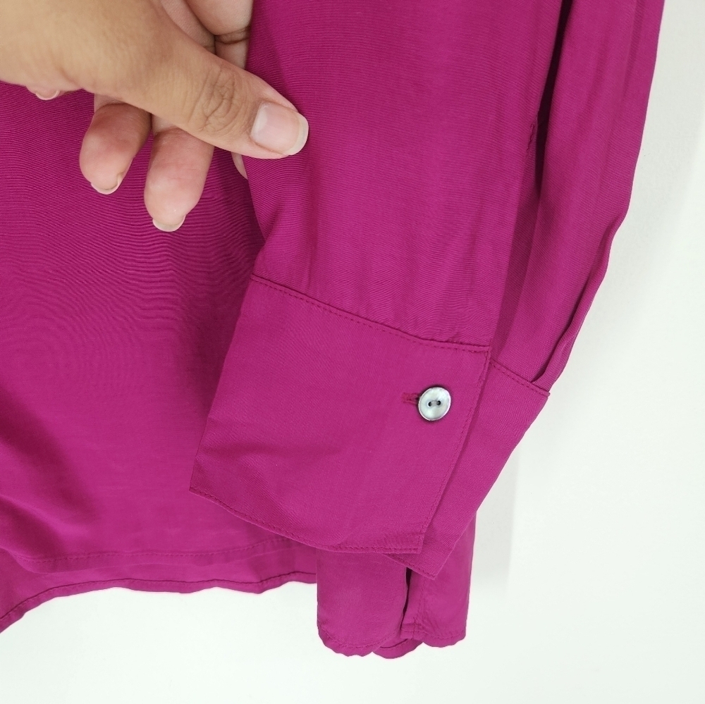 J Jill Smocked Split Neck Tunic Top Womens Large Pink Workwear Office - Picture 10 of 15